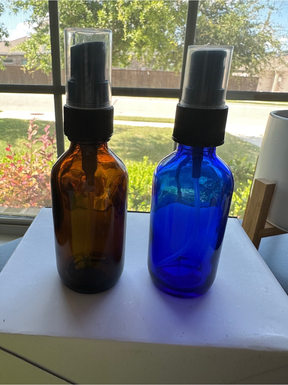 Amber and Cobalt Glass Spray Bottles Set of 13 DIY Room Mist 2oz